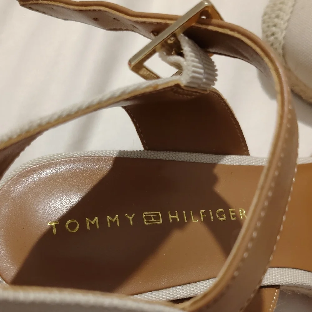 Tommy Hilfiger Cream and Brown Espadrille Sandals - Picture 2 of 3